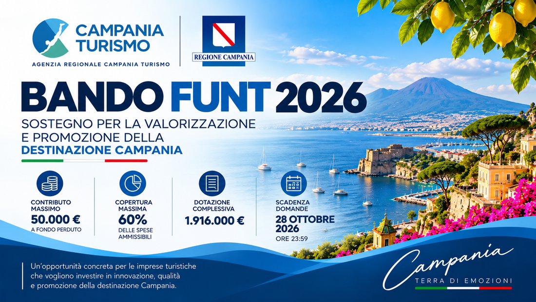 Campania, fondi per le imprese del turismo: scadenza 28 ottobre.